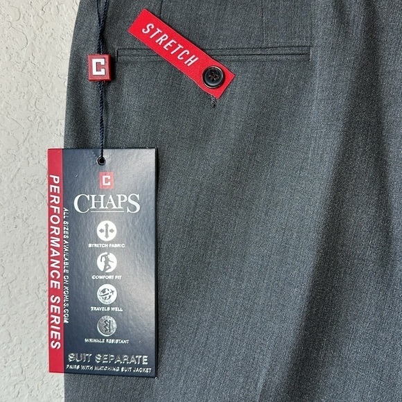 NWT Men's Chaps Grey Stretch Performance Series Comfort Suit Pants Size 34 X 30 - Picture 11 of 12